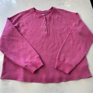 Old Navy Pink Plush Knit Henley